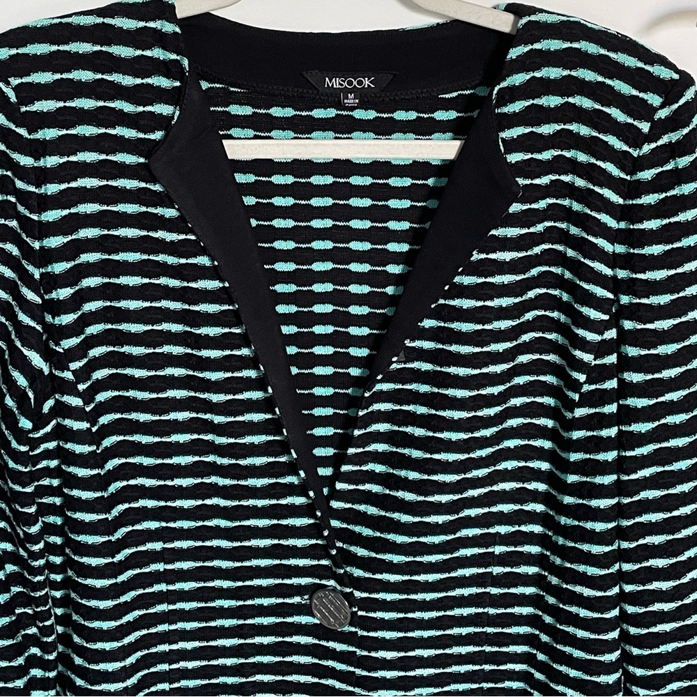 Misook Single Button Sweater Jacket Cardigan Stri… - image 3